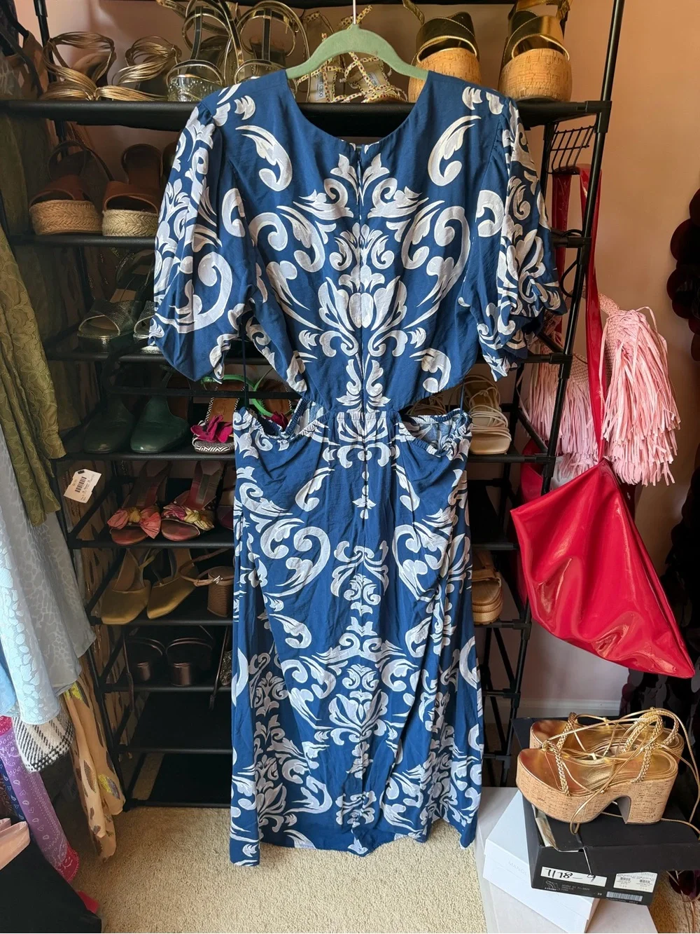 Abercrombie & Fitch Blue and White Damask Maxi Dress